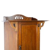 Arts & Crafts Oak Cabinet by Shapland & Petter with Fretwork Pediment - Thumbnail 7