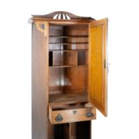 Arts & Crafts Oak Cabinet by Shapland & Petter with Fretwork Pediment - Thumbnail 13