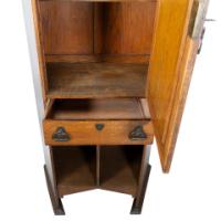 Arts & Crafts Oak Cabinet by Shapland & Petter with Fretwork Pediment - Thumbnail 10