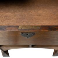 Arts & Crafts Oak Cabinet by Shapland & Petter with Fretwork Pediment - Thumbnail 18