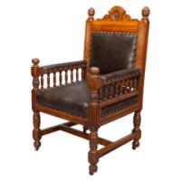 Bruce Talbert for Gillow & Co., attributed, Gothic Revival Oak Armchair - Thumbnail 3