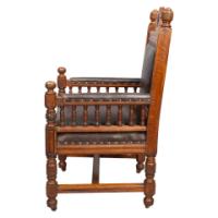 Bruce Talbert for Gillow & Co., attributed, Gothic Revival Oak Armchair - Thumbnail 4