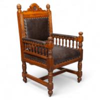 Bruce Talbert for Gillow & Co., attributed, Gothic Revival Oak Armchair