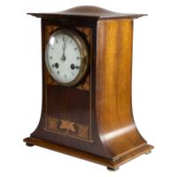 Arts & Crafts Mahogany Mantle Clock with Floral Inlay by Liberty & Co. - Thumbnail 3
