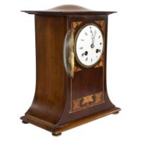 Arts & Crafts Mahogany Mantle Clock with Floral Inlay by Liberty & Co. - Thumbnail 6
