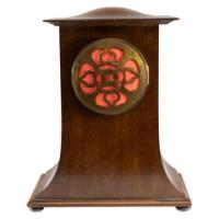 Arts & Crafts Mahogany Mantle Clock with Floral Inlay by Liberty & Co. - Thumbnail 9