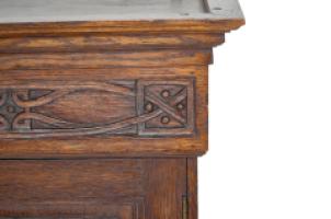 Arts & Crafts Oak Wall Cabinet with Carved Floral Decoration - Thumbnail 6