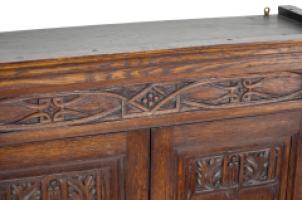 Arts & Crafts Oak Wall Cabinet with Carved Floral Decoration - Thumbnail 2