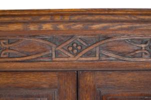 Arts & Crafts Oak Wall Cabinet with Carved Floral Decoration - Thumbnail 7