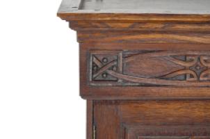 Arts & Crafts Oak Wall Cabinet with Carved Floral Decoration - Thumbnail 8