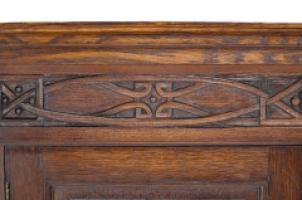 Arts & Crafts Oak Wall Cabinet with Carved Floral Decoration - Thumbnail 9