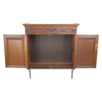 Arts & Crafts Oak Wall Cabinet with Carved Floral Decoration - Thumbnail 14