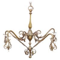 General Electric Company. Arts & Crafts Brass Five-Arm Chandelier