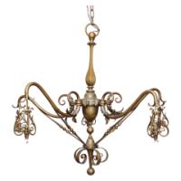 General Electric Company. Arts & Crafts Brass Five-Arm Chandelier - Thumbnail 2