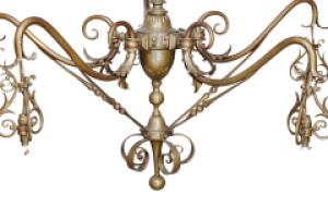 General Electric Company. Arts & Crafts Brass Five-Arm Chandelier - Thumbnail 5