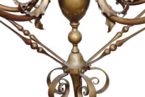 General Electric Company. Arts & Crafts Brass Five-Arm Chandelier - Thumbnail 14
