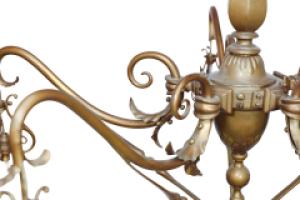 General Electric Company. Arts & Crafts Brass Five-Arm Chandelier - Thumbnail 10