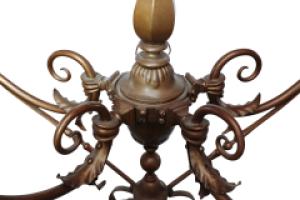 General Electric Company. Arts & Crafts Brass Five-Arm Chandelier - Thumbnail 9