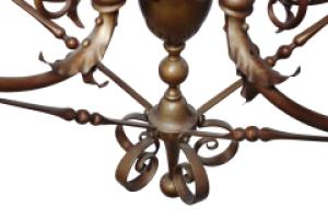 General Electric Company. Arts & Crafts Brass Five-Arm Chandelier - Thumbnail 13
