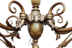General Electric Company. Arts & Crafts Brass Five-Arm Chandelier - Thumbnail 18