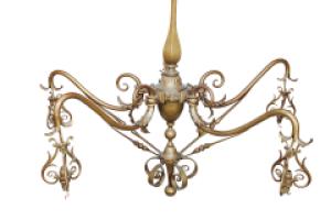 General Electric Company. Arts & Crafts Brass Five-Arm Chandelier - Thumbnail 3