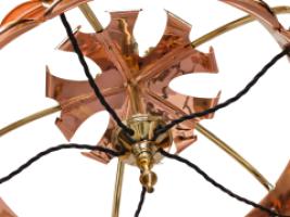 W. A. S. Benson, An Arts & Crafts Copper & Brass Chandelier with 5 Vaseline Shades - Thumbnail 4