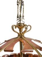 W. A. S. Benson. An Arts & Crafts Copper & Brass Chandelier with 5 Vaseline Shades - Thumbnail 14