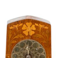 Art Nouveau Dutch or German Mantle Clock with Inlaid Floral Decoration (c.1900) - Thumbnail 3