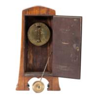 Art Nouveau Dutch or German Mantle Clock with Inlaid Floral Decoration (c.1900) - Thumbnail 7