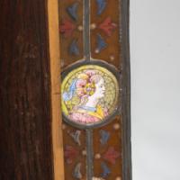 Historicist Oak Mirror with Enamelled Roundels of Noble Figures (c.1880) - Thumbnail 3