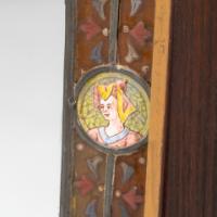Historicist Oak Mirror with Enamelled Roundels of Noble Figures (c.1880) - Thumbnail 7