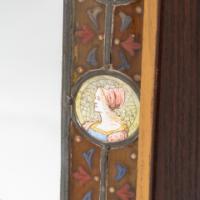 Historicist Oak Mirror with Enamelled Roundels of Noble Figures c.1880 - Thumbnail 8
