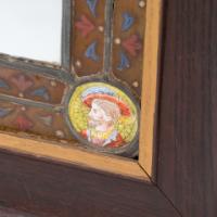 Historicist Oak Mirror with Enamelled Roundels of Noble Figures (c.1880) - Thumbnail 9