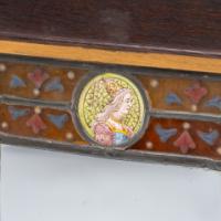 Historicist Oak Mirror with Enamelled Roundels of Noble Figures (c.1880) - Thumbnail 11