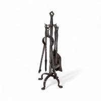 Arts & Crafts Cotswold School Steel Fire Tools on Original Stand (c.1910) - Thumbnail 1