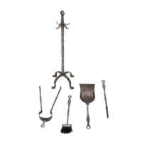 Arts & Crafts Cotswold School Steel Fire Tools on Original Stand (c.1910) - Thumbnail 5