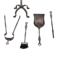 Arts & Crafts Cotswold School Steel Fire Tools on Original Stand (c.1910) - Thumbnail 6