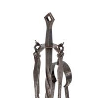Arts & Crafts Cotswold School Steel Fire Tools on Original Stand (c.1910) - Thumbnail 8