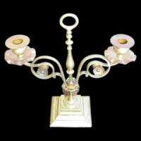 W. A. S. Benson (Stamped) Copper and Brass Twin Candelabra - Thumbnail 1