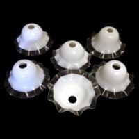 Set of Six Arts and Crafts Milky White Glass Shades with Clear Edges c.1910 - Thumbnail 1