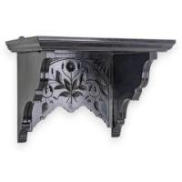 Aesthetic Movement, Ebonised Wall Shelf with Hand-Carved Floral Decoration