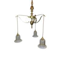 Arts & Crafts Brass Three Branch Ceiling Light c.1900 - Thumbnail 1