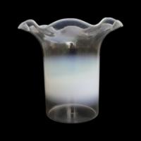 Vaseline Glass Oil Lamp Shade with Flared Frill Rim c.1900 - Thumbnail 1