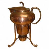Arts & Crafts copper spirit kettle on stand c.1900 - Thumbnail 1