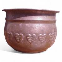 Arts & Crafts copper plant pot with heart frieze c.1905