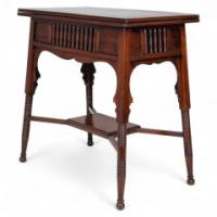 Liberty & Co., anglo-Moorish Arts & Crafts Walnut Fold-Over Games Table - Thumbnail 4