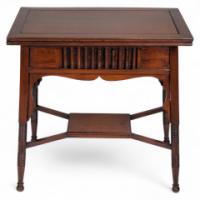 Liberty & Co., anglo-Moorish Arts & Crafts Walnut Fold-Over Games Table - Thumbnail 10