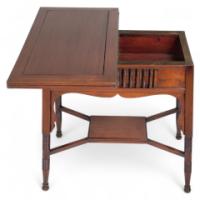 Liberty & Co., anglo-Moorish Arts & Crafts Walnut Fold-Over Games Table - Thumbnail 13