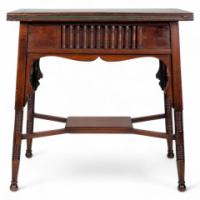 Liberty & Co., anglo-Moorish Arts & Crafts Walnut Fold-Over Games Table - Thumbnail 7