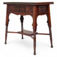 Liberty & Co., anglo-Moorish Arts & Crafts Walnut Fold-Over Games Table - Thumbnail 8
